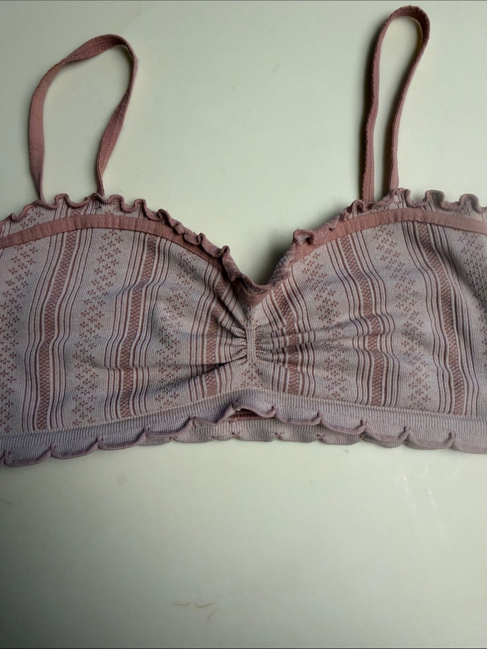 Free People Intimately Free Striped Lace-Trim Bralette in Dusty Mauve L/XL